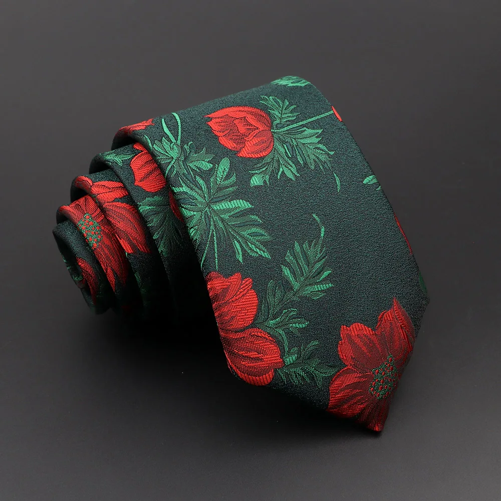 Novelty Men's Floral Tie Feather Red Blue Green Ties Leisure Business Daily Wear Wedding Party Dress Male Necktie Cravat Gift images - 6
