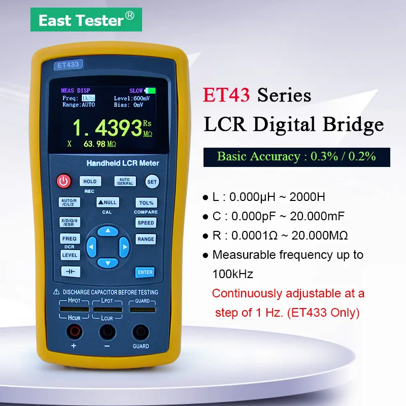 

Многофункциональный ручной LCR Цифровой мостовой измеритель ET430 ET431 ET432 ET433 Высокоточный Измеритель сопротивления емкости индуктивности