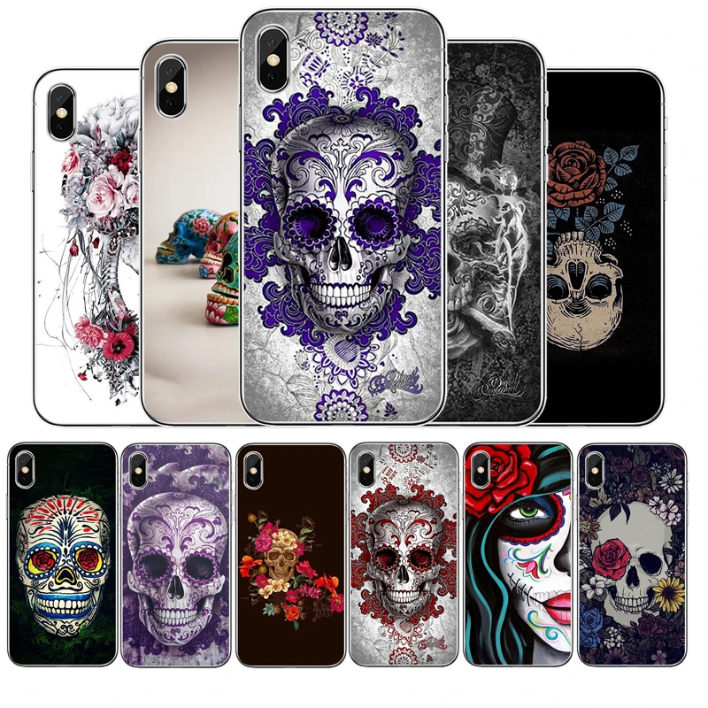 Силиконовый чехол для телефона с мексиканским черепом iphone 11 Pro MAX 5 6 7 8 9 10 X XS XR XSMAX