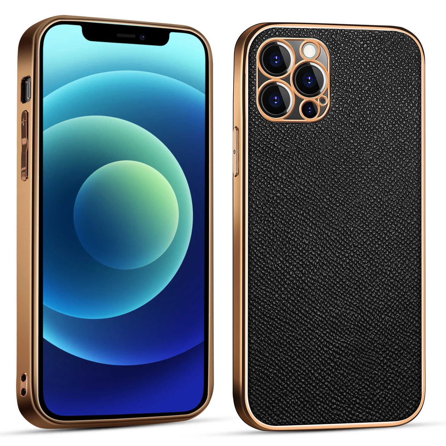 

for iPhone 12/ 12 Pro Genuine Leather Precision Hole Anti-fall Series Phone Case for iPhone 12 mini 11 Pro Max Xs Max XR X Cover
