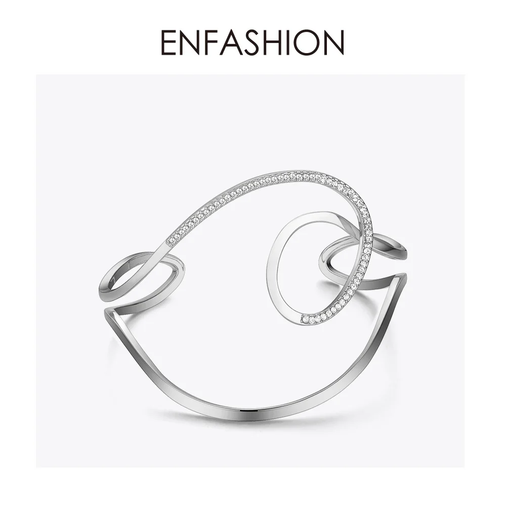 ENFASHION, волнистый, изогнутый, широкий браслет, бохо, открытые манжеты, браслеты для женщин, массивные браслеты, ювелирные изделия, модные аксессуары,, BF192010 - Окраска металла: Silver color