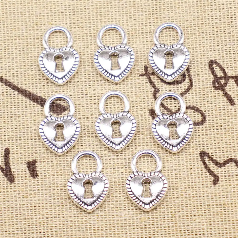 

Diy Jewelri 17x11mm Heart Lock Charms Antique Silver Color 10pcs
