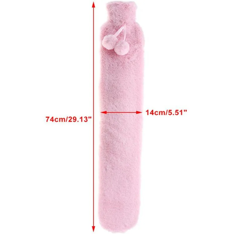 

74x14cm Removable Cover Fur Rubber Hot Water Bottle 2L Extra Long Christmas Hot Water Bottles Bag For Waist Hand Foot Warming
