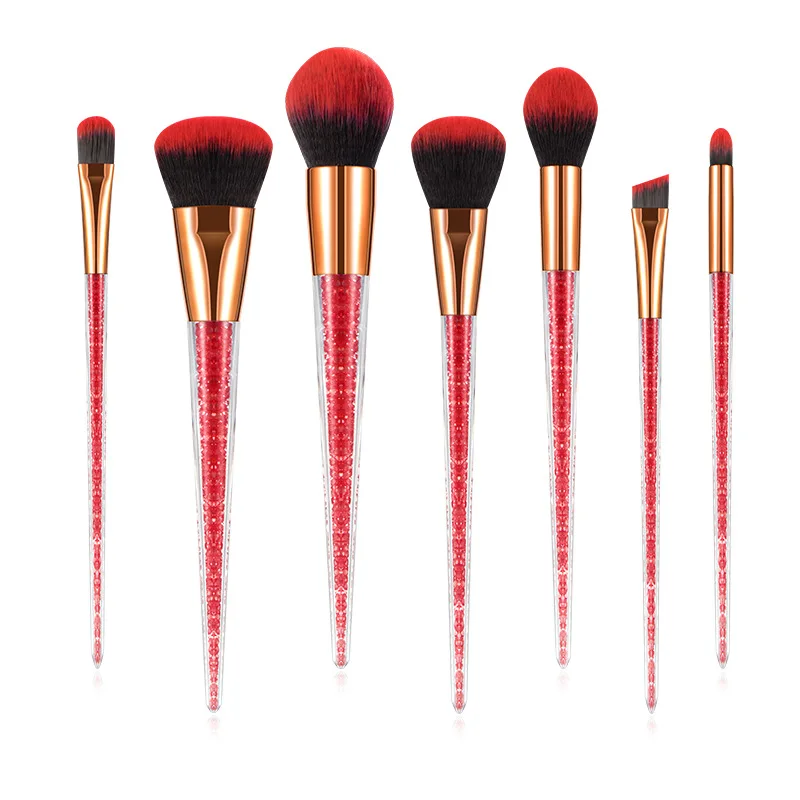 

7PCS Makeup Brushes Set Tapered Diamond Particles Quicksand Handle EyeShadow Foundation Blending Contour Cosmetic Brush Kit