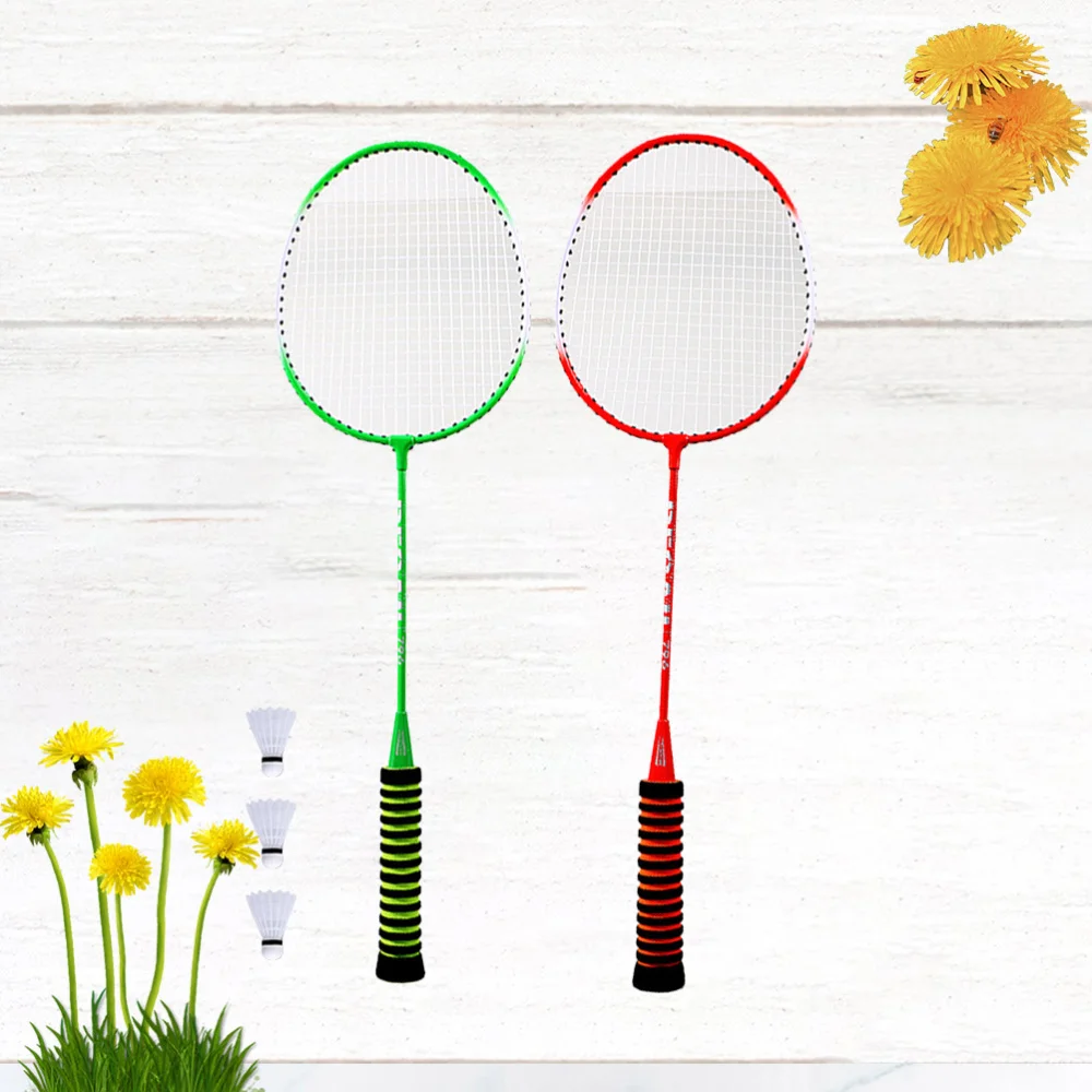 

2 Pcs Steel Alloy Badminton Racket Sponge Color Grip Training Outdoor Sports Leisure Toys Badminton Equipment Supplies for Pract