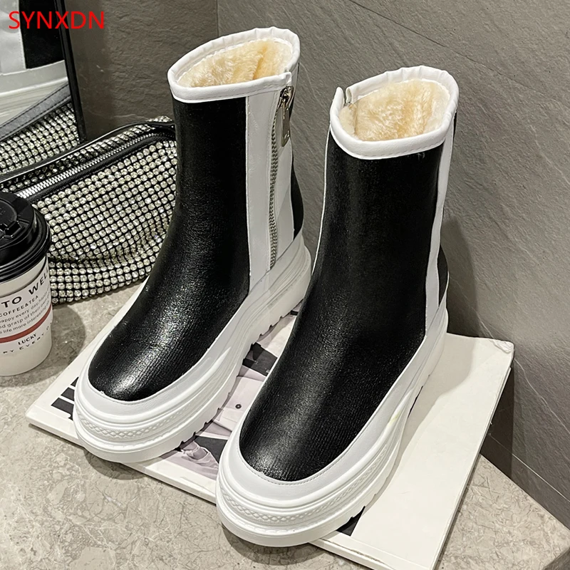 

Boots Female Women Shoes Winter Lady Snow Botas Botas De Mujer Side Zip Platform Botas De Invierno Para Mujer Flats Heels 4cm