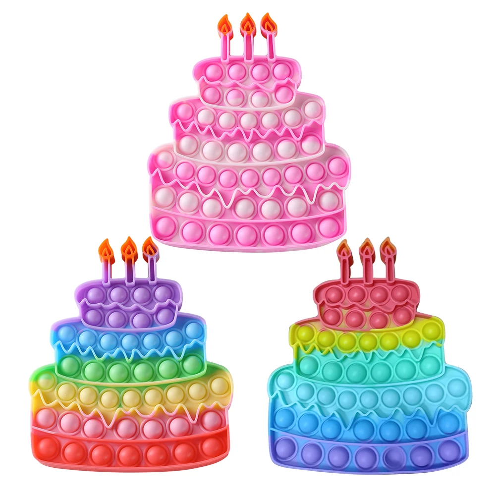 

Rainbow Push Bubble Cake Fidget Toys Sensory Autism Silicone Cake Push Bubble Austism Needs Antistress Sensory Squeeze Toys