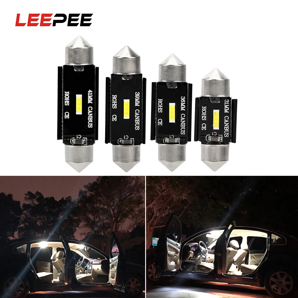 

LEEPEE CSP Chips C10W Led Bulb Festoon DC 12V License Plate Light 31mm 36mm 39mm 41mm C5W LED CANBUS Car Interior Dome Lamp