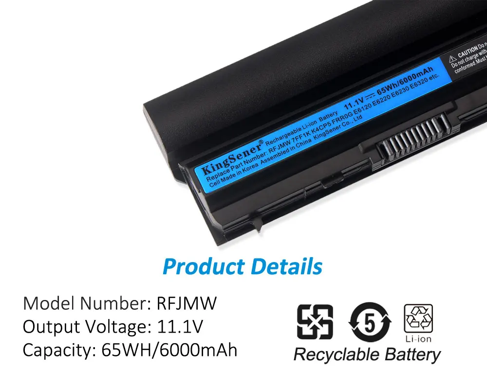 KingSener 11 1 V 6000mAh RFJMW 7FF1K Аккумулятор для ноутбука DELL Latitude E6320 E6330 E6220 E6230 E6120 FRR0G KJ321 K4CP5