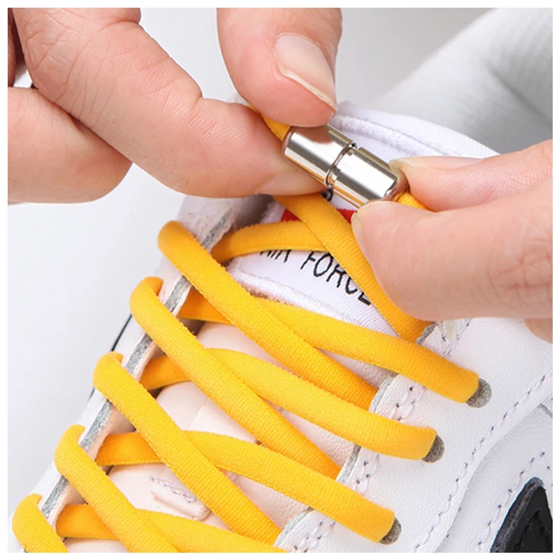 

100CM/120CM Elastic Shoelaces Lock No Tie Shoelace Round Capsule Metal Easy to Remove Suitable for All Shoes 21 Colors