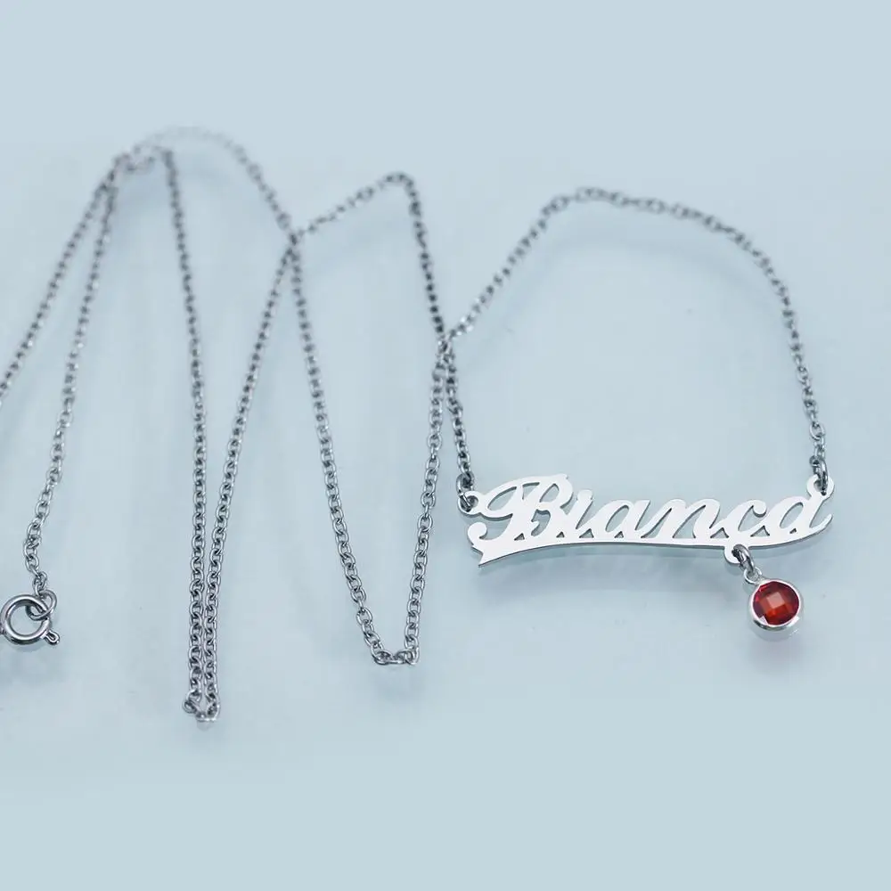 316 Stainless Steel Jewelry Custom Woman Gift Girls Glass Birthstone English Name Pendant Necklace | Украшения и аксессуары