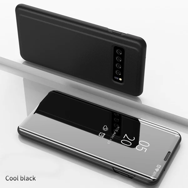 Умный зеркальный флип-чехол для huawei P30 P20 Lite рro P10 Коврики 30 20 10 Pro для huawei Honor 10 20 8X9 Lite Nova 4 4e 3 Y6 Y7 Y9 крышка - Цвет: Черный