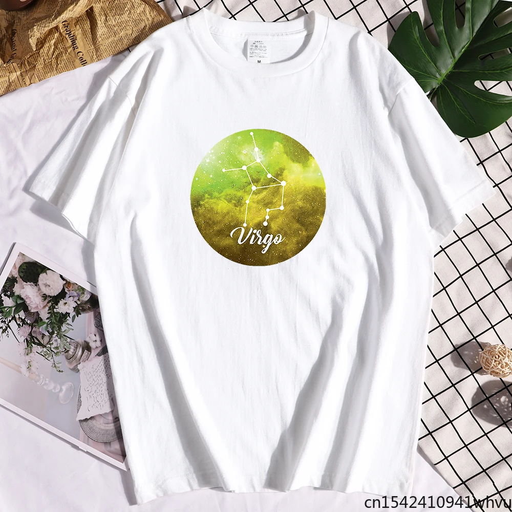 

Virgo 12 Constellations Printing T-shirt For Harajuku Loose Retro Cool Short Sleeved Home Oversized