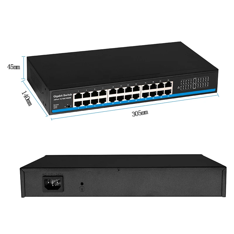 24 порта RJ45 Lan коммутатор Ethernet Gigbit коммутатор с 24 RJ45 порт gigabit коммутатор для ip-камеры ap беспроводной