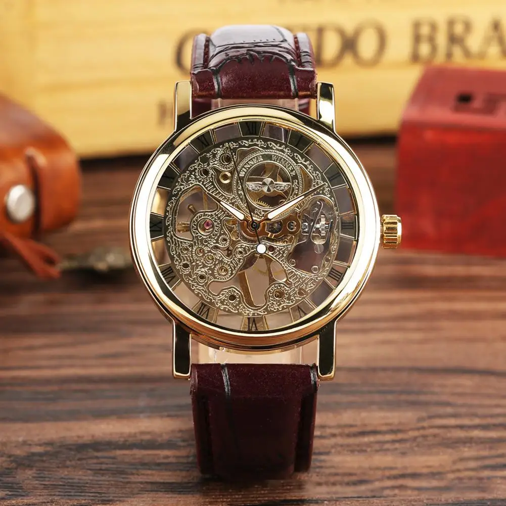 Роскошные Мужские автоматические механические часы сплав Скелетон наручные