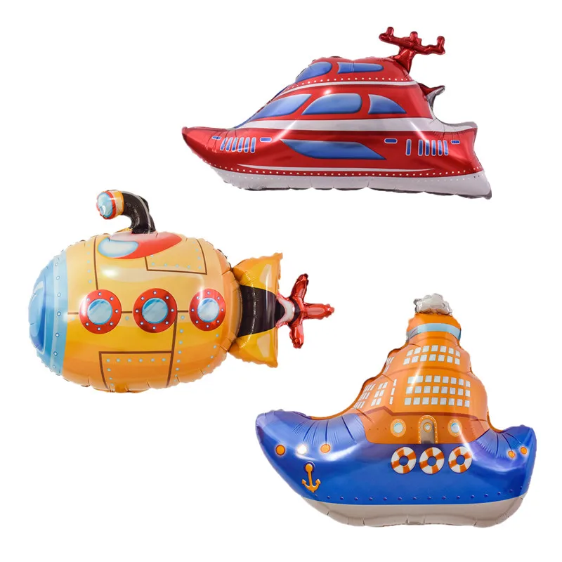 Большой мультяшный корабль подводная лодка фольгированный шар Мультяшные
