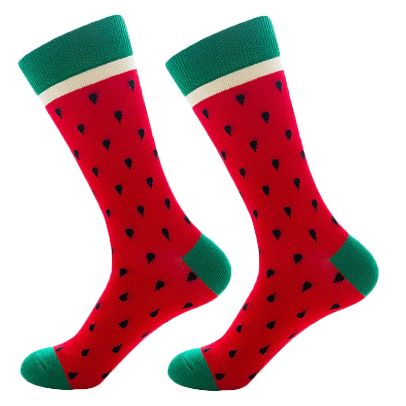 Watermelon-2 Quaslover, 1 пара, мужские цветные носки рождественские хлопковые Компрессионные носки зимние носки с изображением счастливых животных модные подарки для мужчин и детей - Цвет: Watermelon-2
