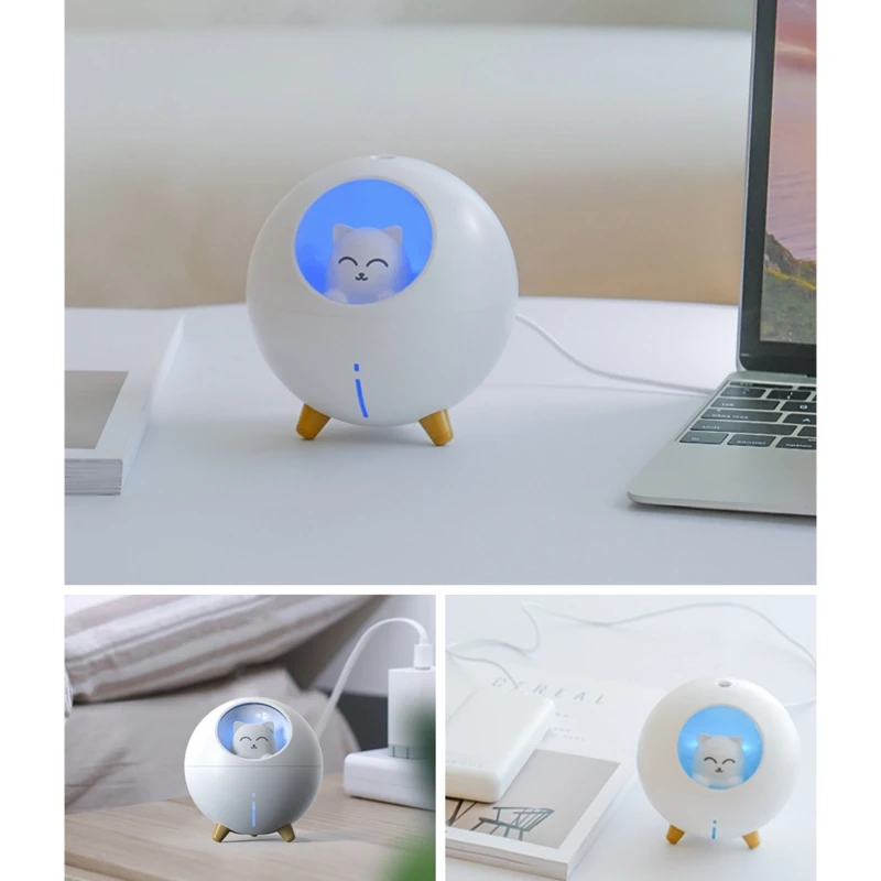 

Round Cute Cat Air Humidifier USB Mist Maker Beauty Replenishing Aroma Diffuser Ultra-quiet Operation Fogger Appliance
