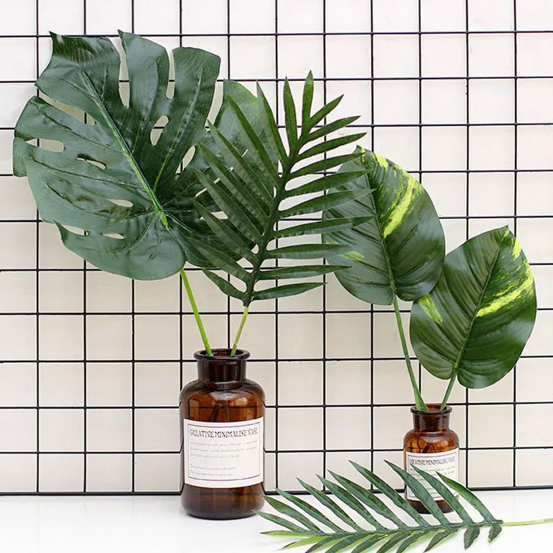 5 шт. искусственные листья растений DIY пластиковое зеленое растение украшение для