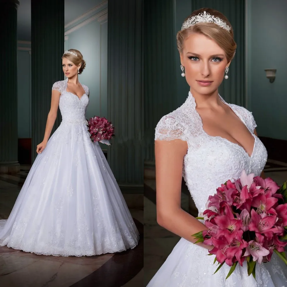 

Vestido De Novia Renda sukienki New Lace Cap Sleeves Open Back Princess Vintage Casamento bridal gown Bespoke Wedding Dresses