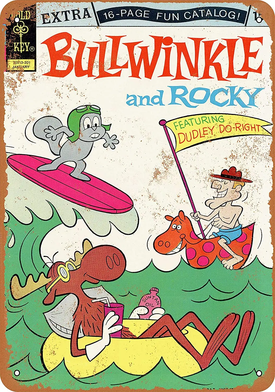 

WallColor 8*12 Metal Sign 1962 Bullwinkle and Rocky Comic Vintage Look