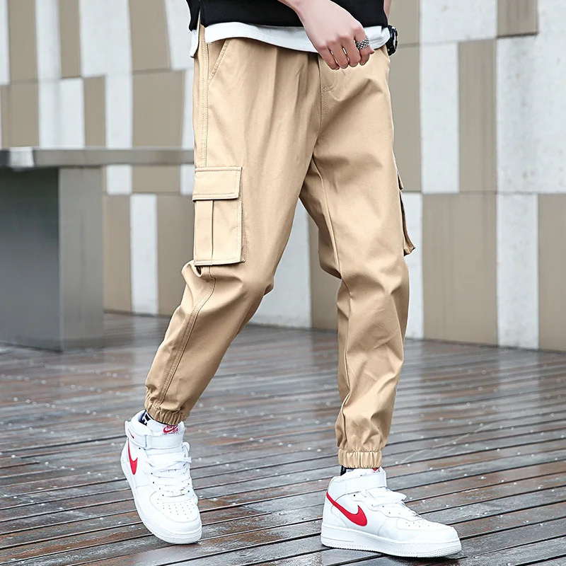 

2021 overalls men's large size thin spring and autumn youth casual pants hip-hop trend student trousers