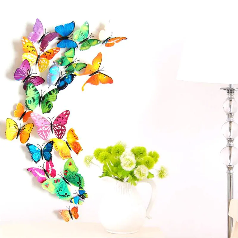 Цветные клейкие магниты бабочки 3D дизайнерские художественные наклейки