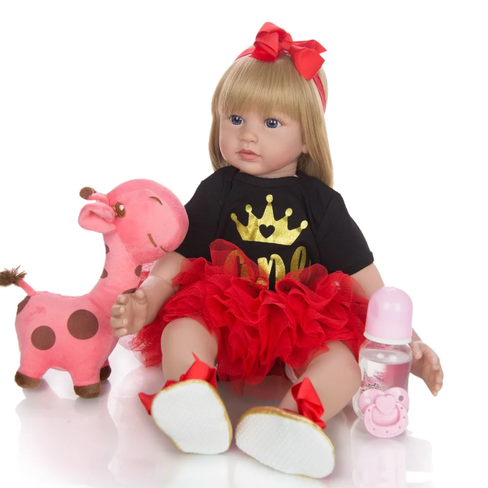 Силиконовая кукла Новорожденные 60 см игрушки выглядит как принцесса блонд