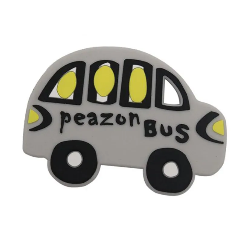 Mordedor de silicona port&aacute;til para beb&eacute;, juguete de dentici&oacute;n suave masticable, autob&uacute;s, coche colgante, 2021-4