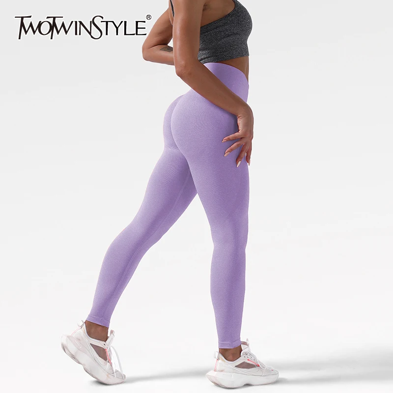 

TWOTWINSTYLE Tight Breathable Fitness Pants For Female High Waist Pure Color Elastic Breathable Womenâ€™s Yoga Pants Sportswear