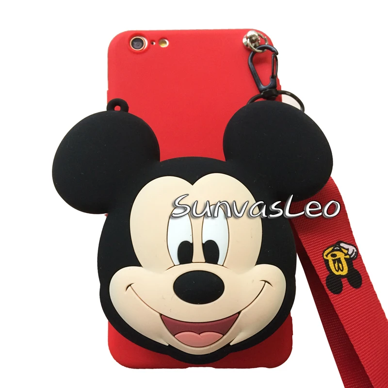 Red Mickey Mouse Для huawei Honor 8 8X9 9X10 20/Lite Pro 3D Мягкий силиконовый чехол-кошелек с изображением животных из мультфильма чехол-кошелек для телефона с ремешком на цепочке - Цвет: Red Mickey Mouse