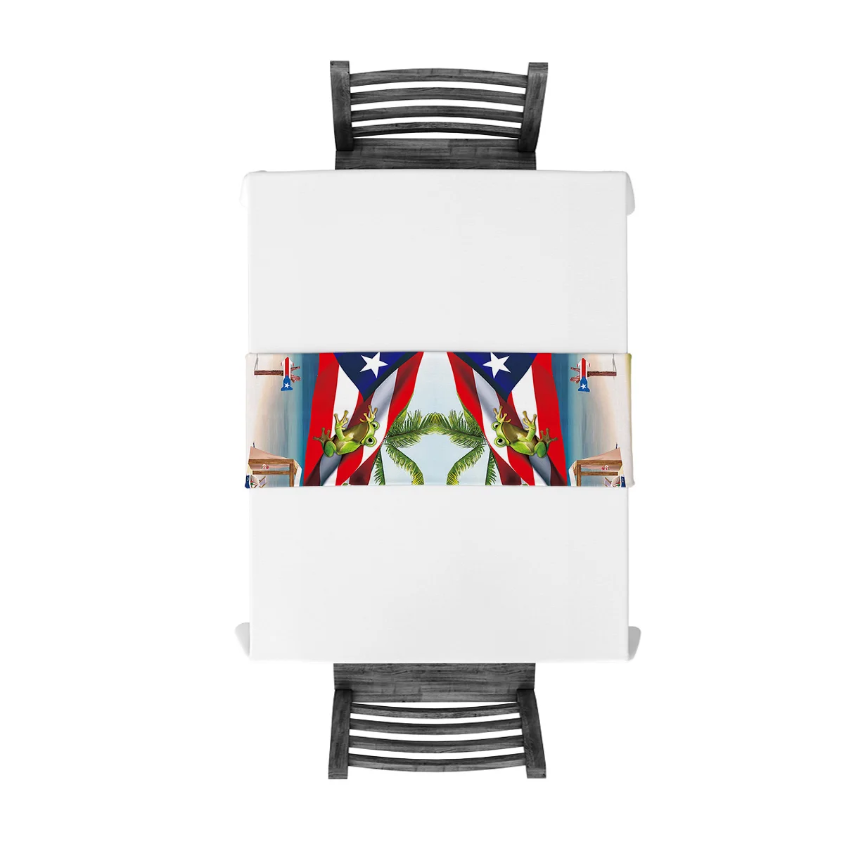 Пальмовое дерево Пуэрто-Рико Флаг лягушка пляж красный настольный бегун