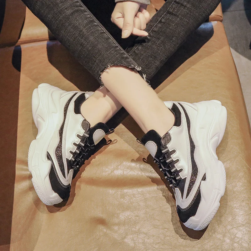 Новинка женские массивные кроссовки Вулканизированная обувь в Корейском стиле