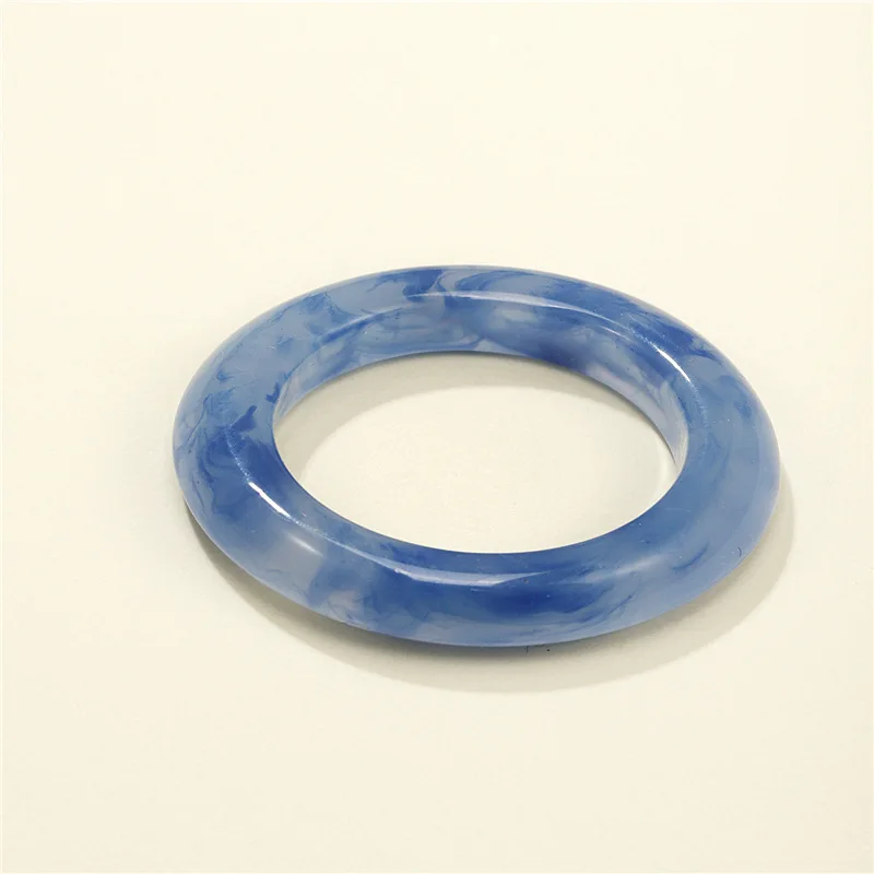 

Fashion Vintage Blue Beige Acrylic Chic Marble Pattern Ring Minimalist Resin Geometric Round Rings For Women Girls Jewelry Gift
