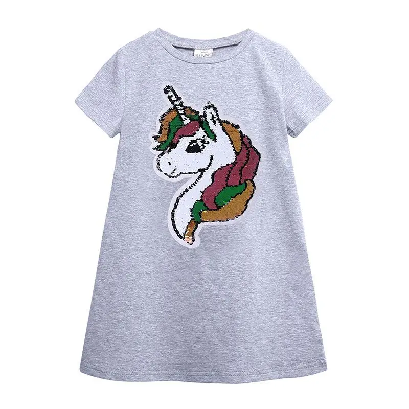 

Girls dress solid color children's clothing summer new short sleeve cotton fashion kids clothes