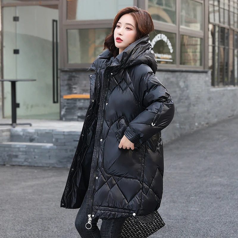 

WEIHAOBANG 2021 Winter New Women's Solid Cotton Clothes Hooded Zipper Pocket Long Size Warm Long Sleeve Cotton Clothes Coat