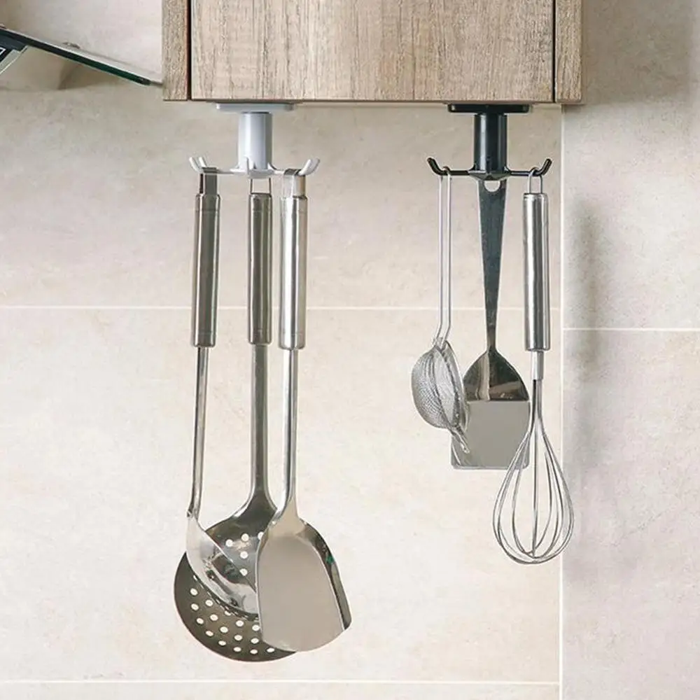 

Kitchen Rotate Storage Rack Cupboard Shelf Hanging Hook Organizer Closet Clothes Shelf Hanger Wardrobe Holder Kitchen