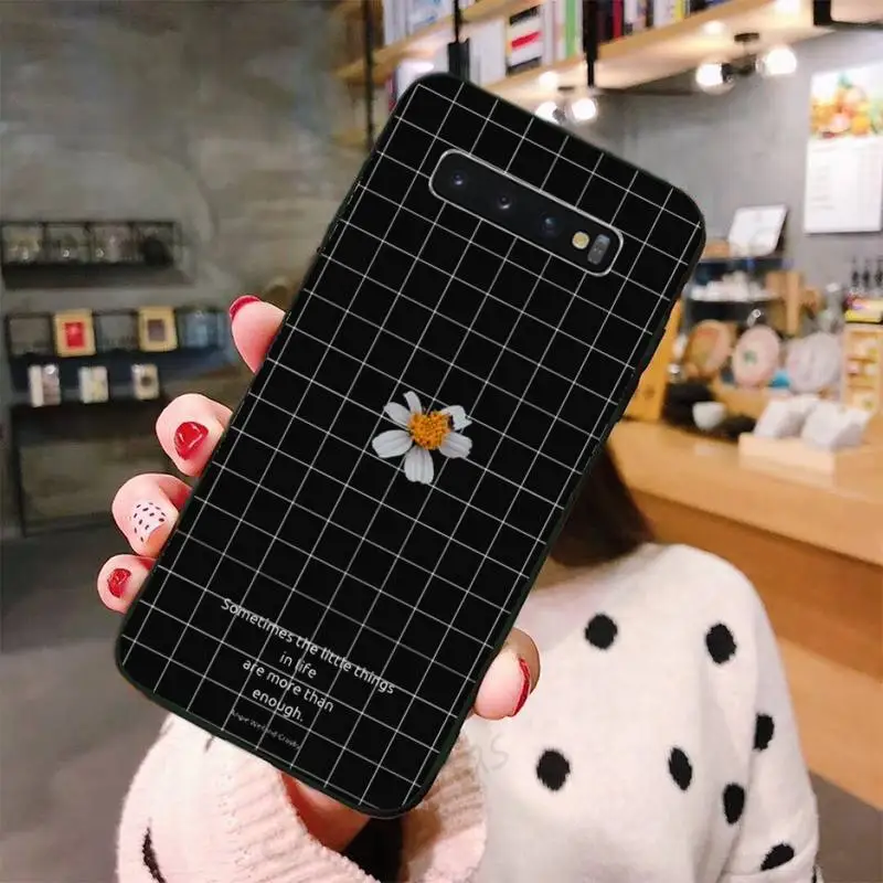 

Daisy flower creativity grid design Phone Case For Samsung A50 A51 A71 A20E A20S S10 S20 S21 S30 Plus ultra 5G M11 funda shell