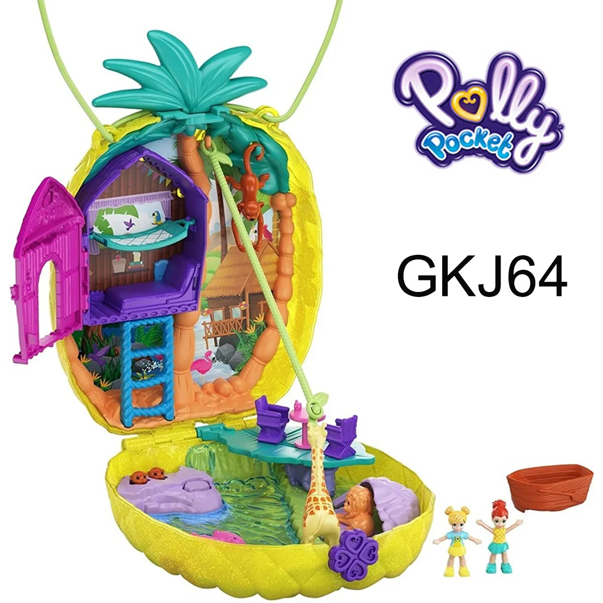 

Кошелек Polly Pocket Shani Rainbow Dream/Lila Tropicool в виде ананаса, компактный, 8 забавных функций, мини-игрушки, куклы, подарок для детей GKJ64