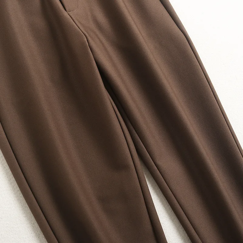 High Quality Elegant Fashion Women Spring 2021 New Solid Straight Ankle Length Pants Office Lady Casual Trousers with Belt