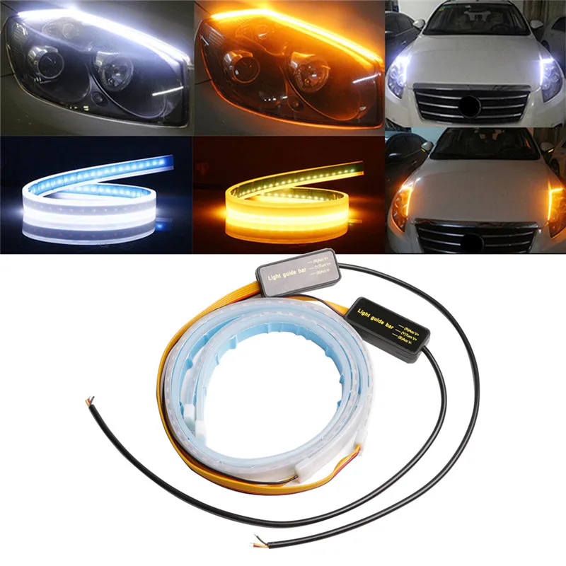 2Pcs 45cm Flexible Flowing Low Consumption High Bright Durable LED Car Headlight Turn Signal Brake Daytime Running Lights#290900 |