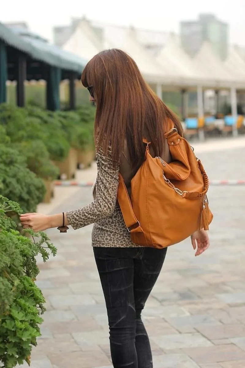 New female bag dual-use European and American fashion tassel chain shoulder backpack large capacity tide | Багаж и сумки
