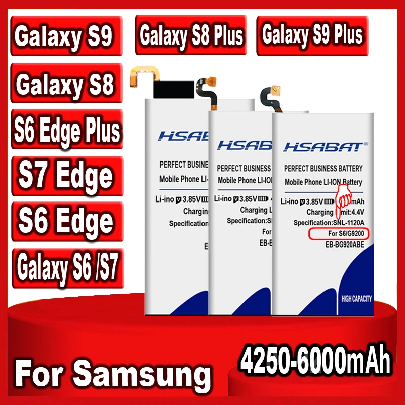 Аккумулятор для Samsung Galaxy S6 S7 S8 S9 (S6 EDGE) EDGE Plus) G920F G925F G928F G930F G935F G950F G955 G960F G965F |