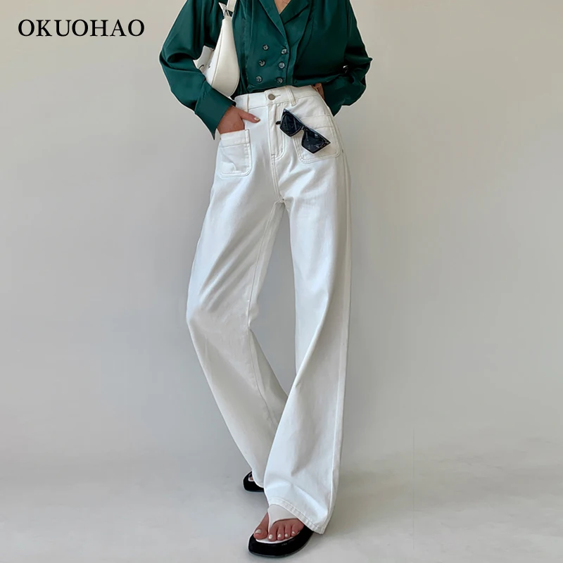 

Jeans Women Loose Straight Leg Casual Mom Pants Fashion Autumn Winter Wash Trousers Simple Baggy Jeans Women Pants Cotton Y2k