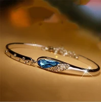 fashion crystal wedding women jewellery charm bangle bracelet cuff chain party gift