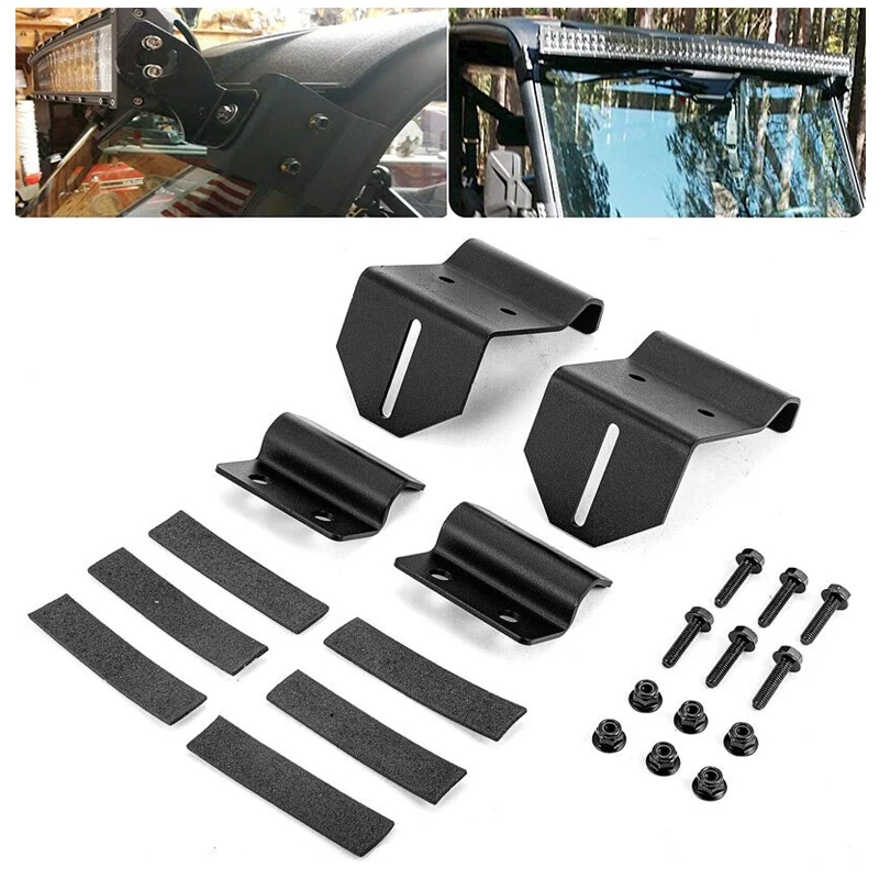 

Upper Roof 50 Inch LED Light Bar Mounting Bracket Front Windshield Pillar Cube Light Holder for Polaris Range 500 570 900 1000