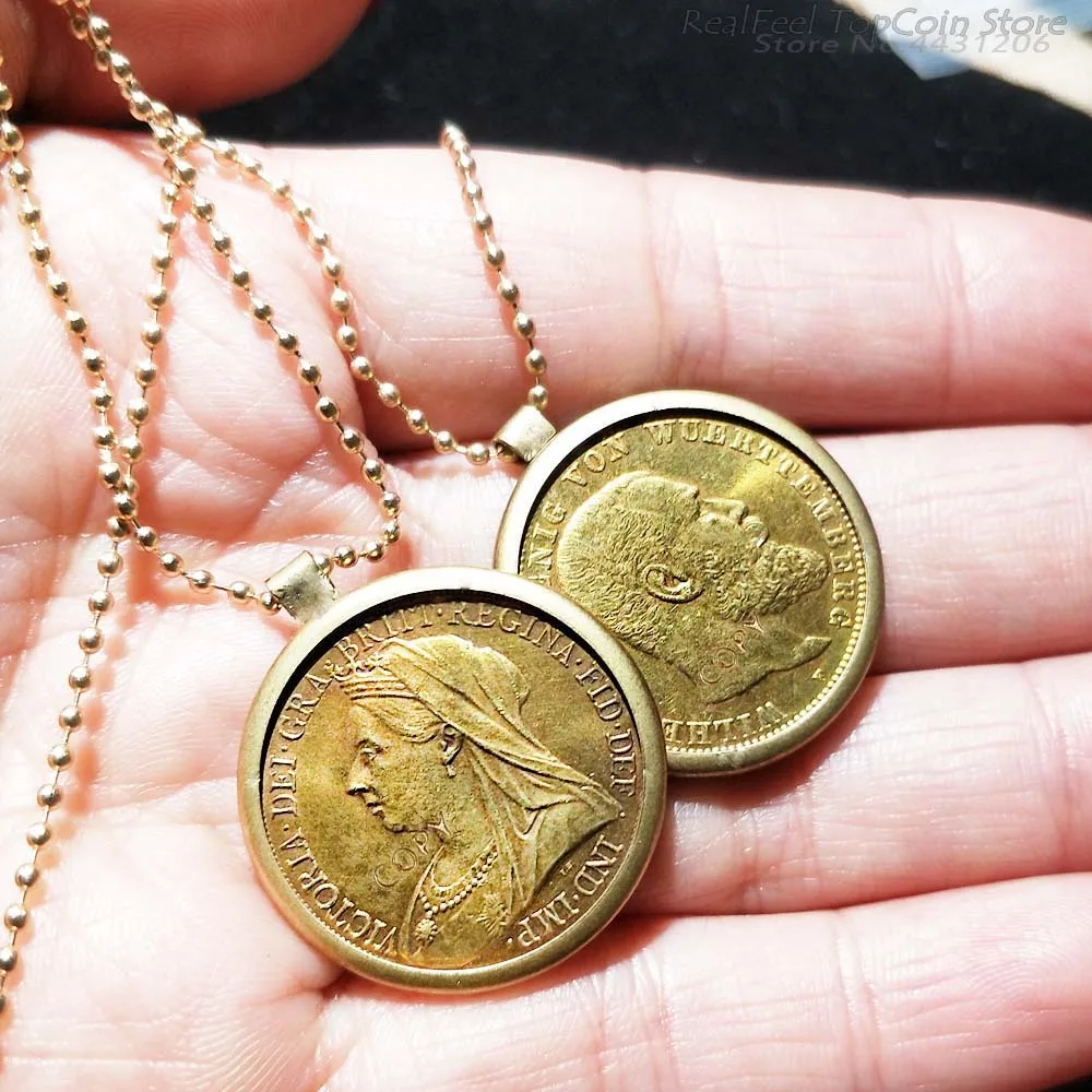 Золотое ожерелье 2 шт. подвеска в виде марка копия монет золотые монеты королевы