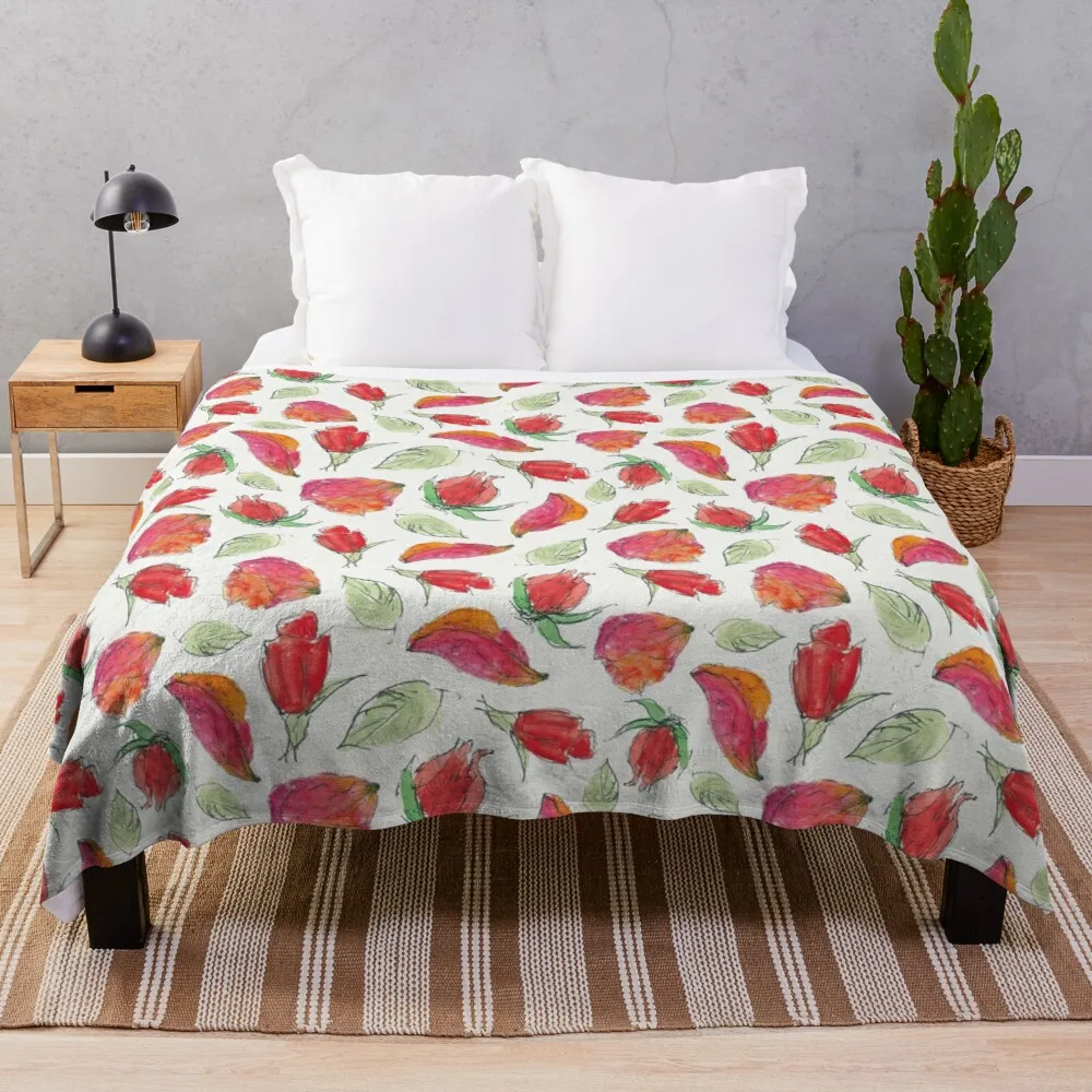 

Красивое Одеяло с узором в виде роз на белом фоне, шерстяное одеяло в виде снежинок, Коралловое флисовое покрывало, одеяло, портативное одея...