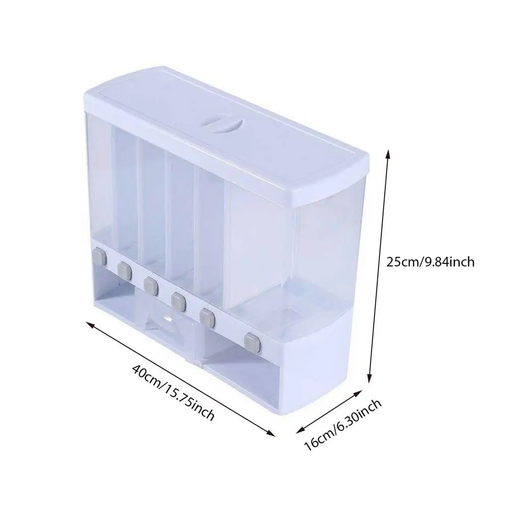 

Dry Food Dispenser 6-Grid Cereal Dispensers Food Storage Container Kitchen Storage Tank Grain Rice Barrel Storage Box