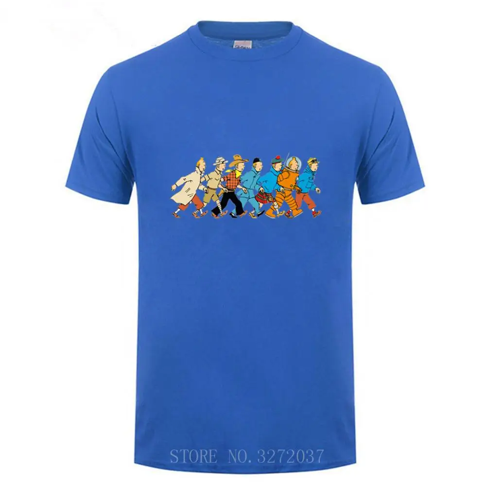 Хит лета новая популярная мужская черно белая футболка TinTin размер XS XXXL с круглым